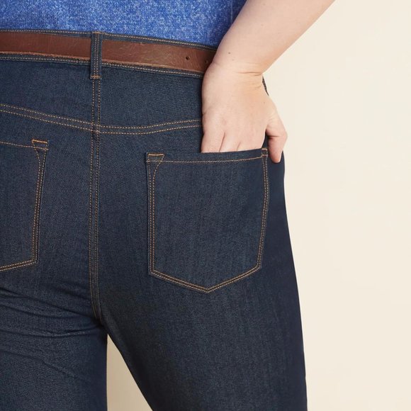 Old Navy Mid-Rise Dark-Wash Plus-Size Super Skinny Ankle Jeans New - Picture 3 of 4